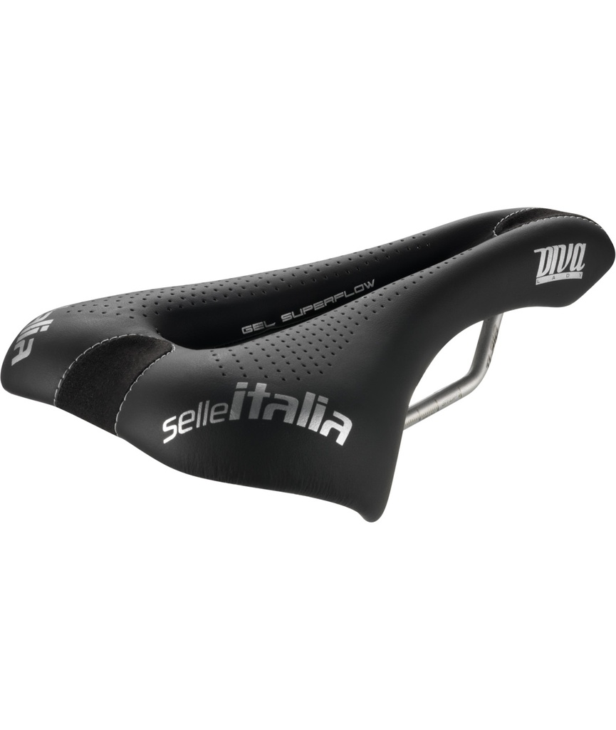 SELLE ITALIA Diva Gel SuperFlow S telaio in TI 316 fibra-tek nera