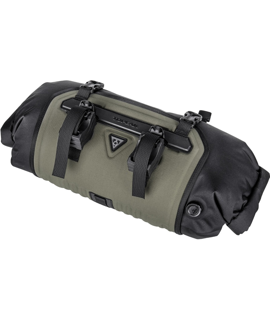 TOPEAK Borsa al manubrio FrontLoader (8 L) impermeabile con cinturini in velcro e fibbie verde