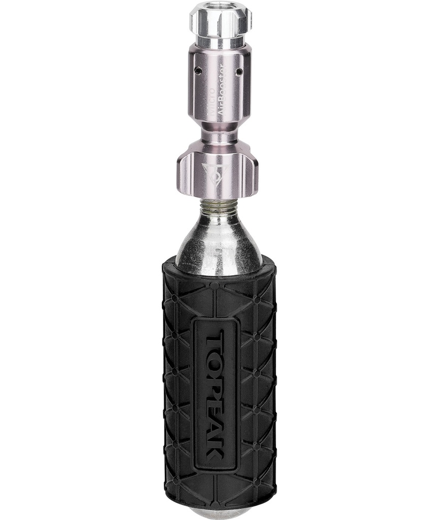 [TKTMB2] TOPEAK Stock Mini adattatore Micro AirBooster + 1 cartuccia CO2 16gr. e protezione in silicone CO2 Sleeve