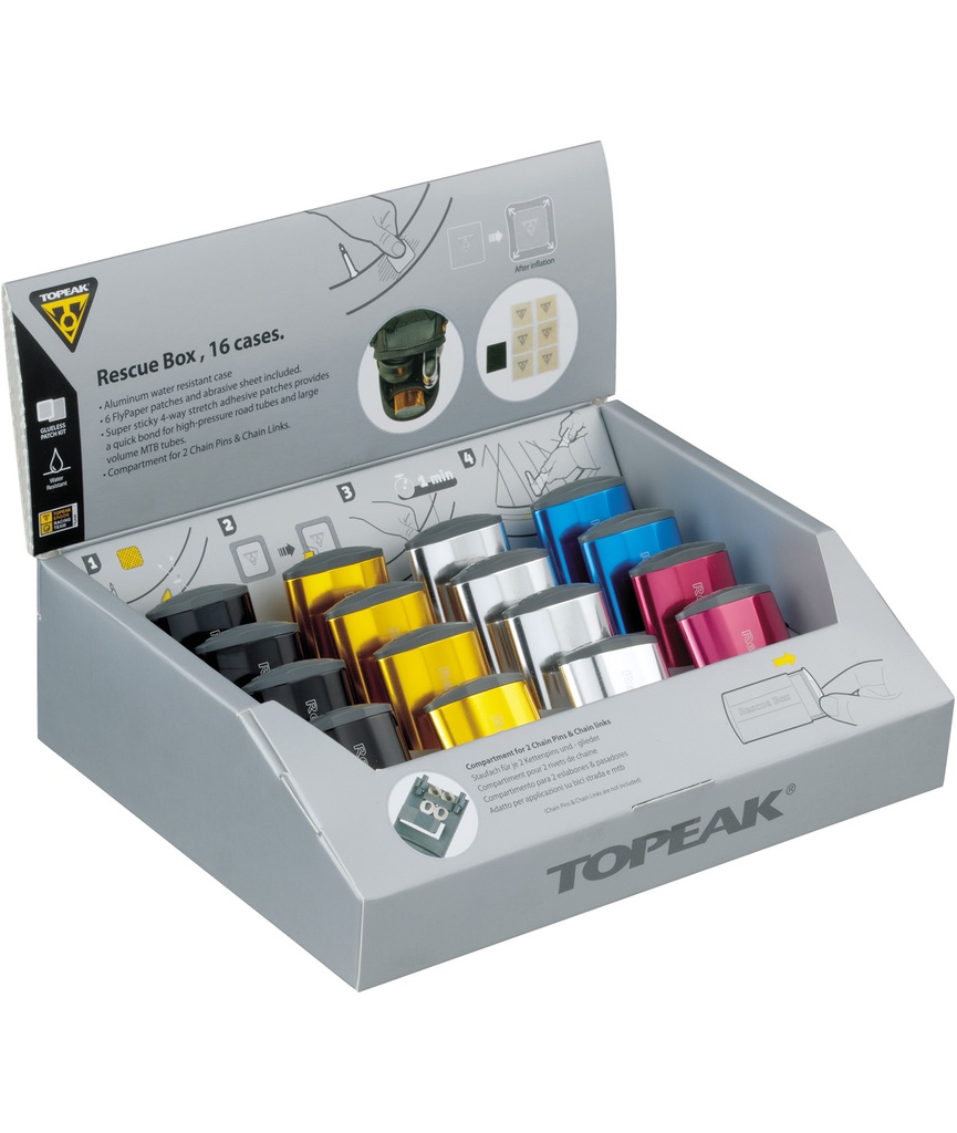 Espositore da banco Topeak RescueBox da 16 pz
