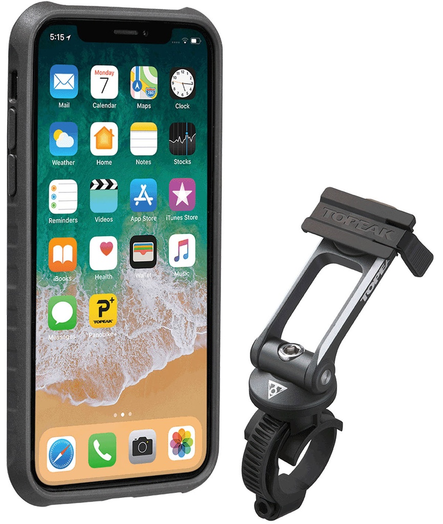 [TKTT9855BG] TOPEAK Custodia RideCase per iPhone X/XS nera/grigia con supporto incluso