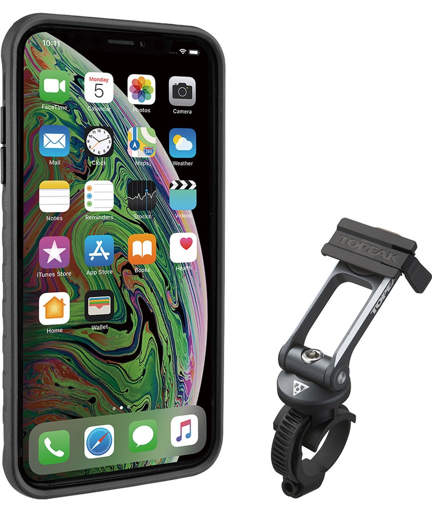 [TKTT9858BG] TOPEAK Custodia RideCase per iPhone XS Max nera/grigia con supporto incluso