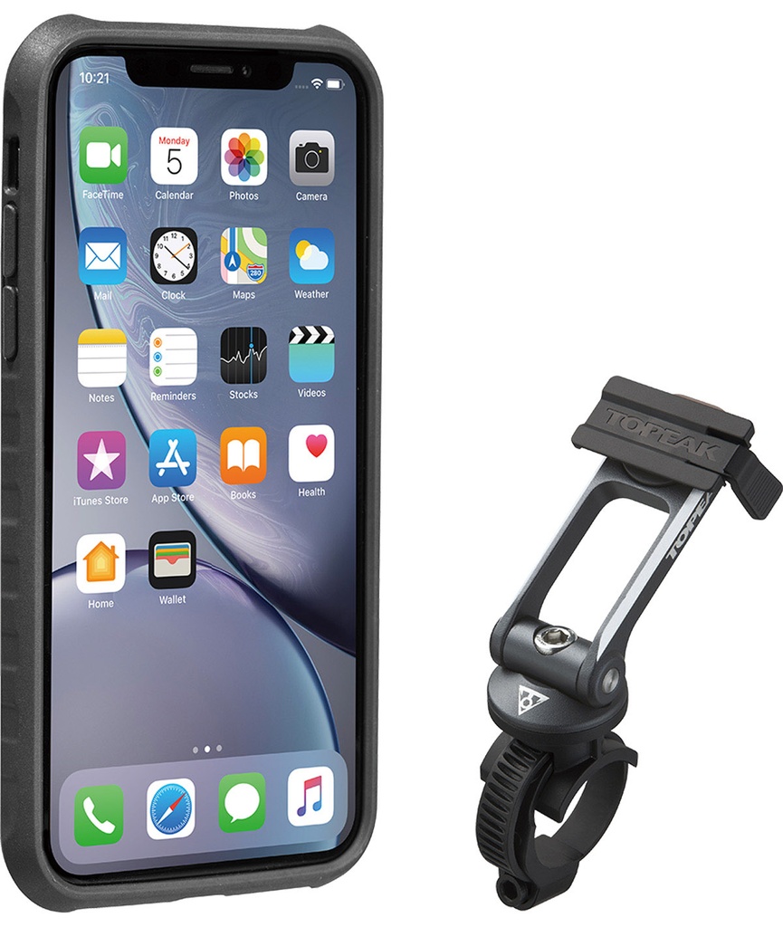 TOPEAK Custodia RideCase per iPhone XR nera/grigia con supporto incluso