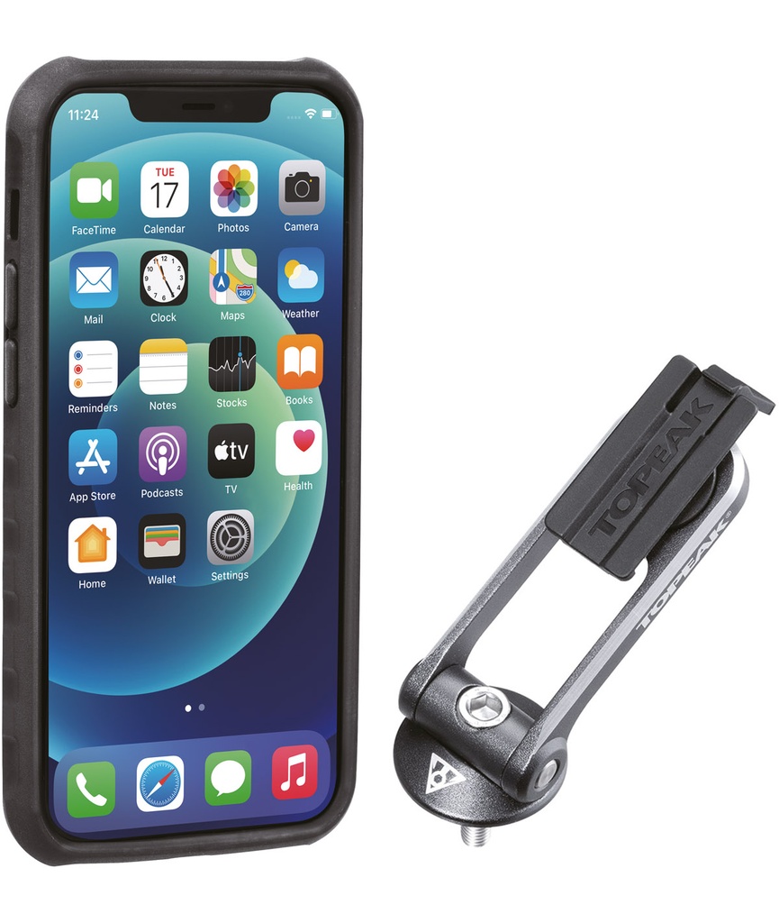 [TKTT9867BG] TOPEAK Custodia RideCase per iPhone 12 Mini nera/grigia con supporto incluso