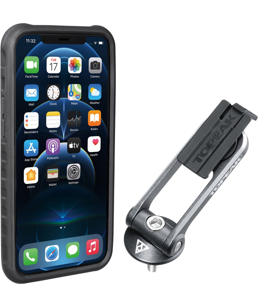TOPEAK Custodia RideCase per iPhone 12/12 Pro Max nera/grigia con supporto incluso