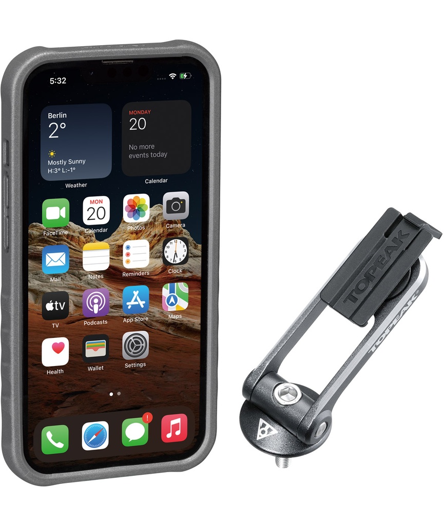 [TKTT9870BG] TOPEAK Custodia RideCase per iPhone 13 Mini nera/grigia con supporto incluso