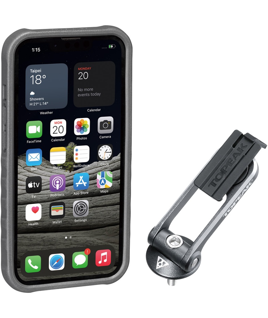 [TKTT9872BG] TOPEAK Custodia RideCase per iPhone 13 Pro nera/grigia con supporto incluso