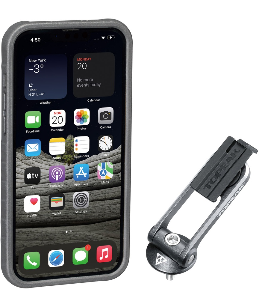 TOPEAK Custodia RideCase per iPhone 13 Pro Max nera/grigia con supporto incluso