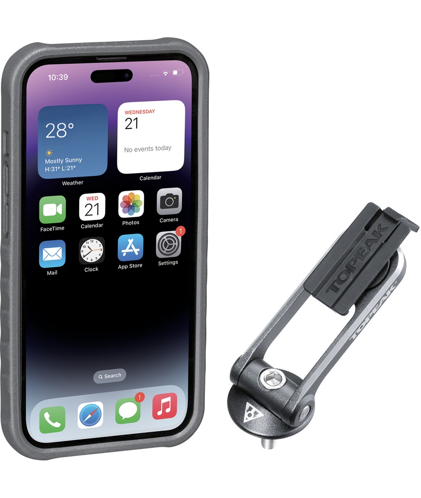 [TKTT9876BG] TOPEAK Custodia RideCase per iPhone 14 Pro nera/grigia con supporto incluso