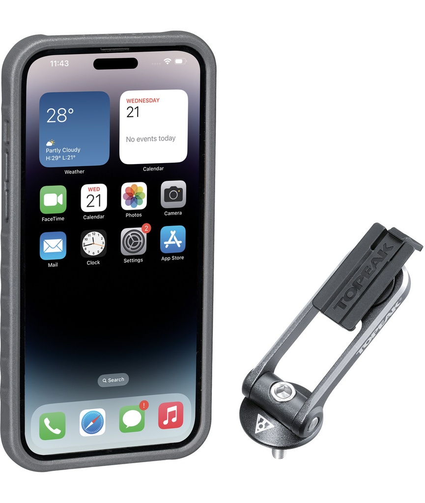 [TKTT9877BG] TOPEAK Custodia RideCase per iPhone 14 Pro Max nera/grigia con supporto incluso