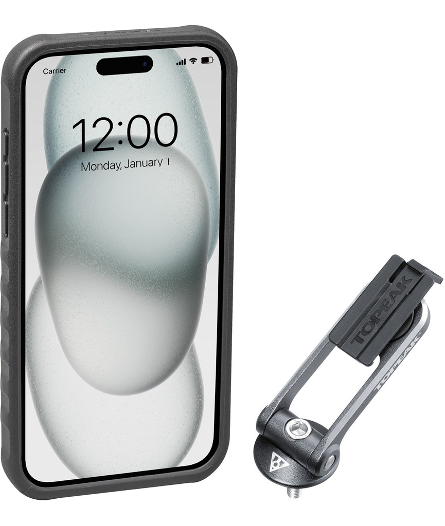 [TKTT9886BG] TOPEAK Custodia RideCase per iPhone 15 Plus nera/grigia con supporto incluso