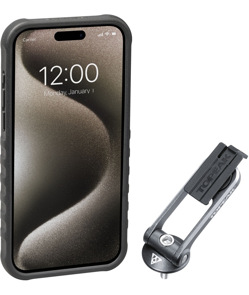 TOPEAK Custodia RideCase per iPhone 15 Pro Max nera/grigia con supporto incluso