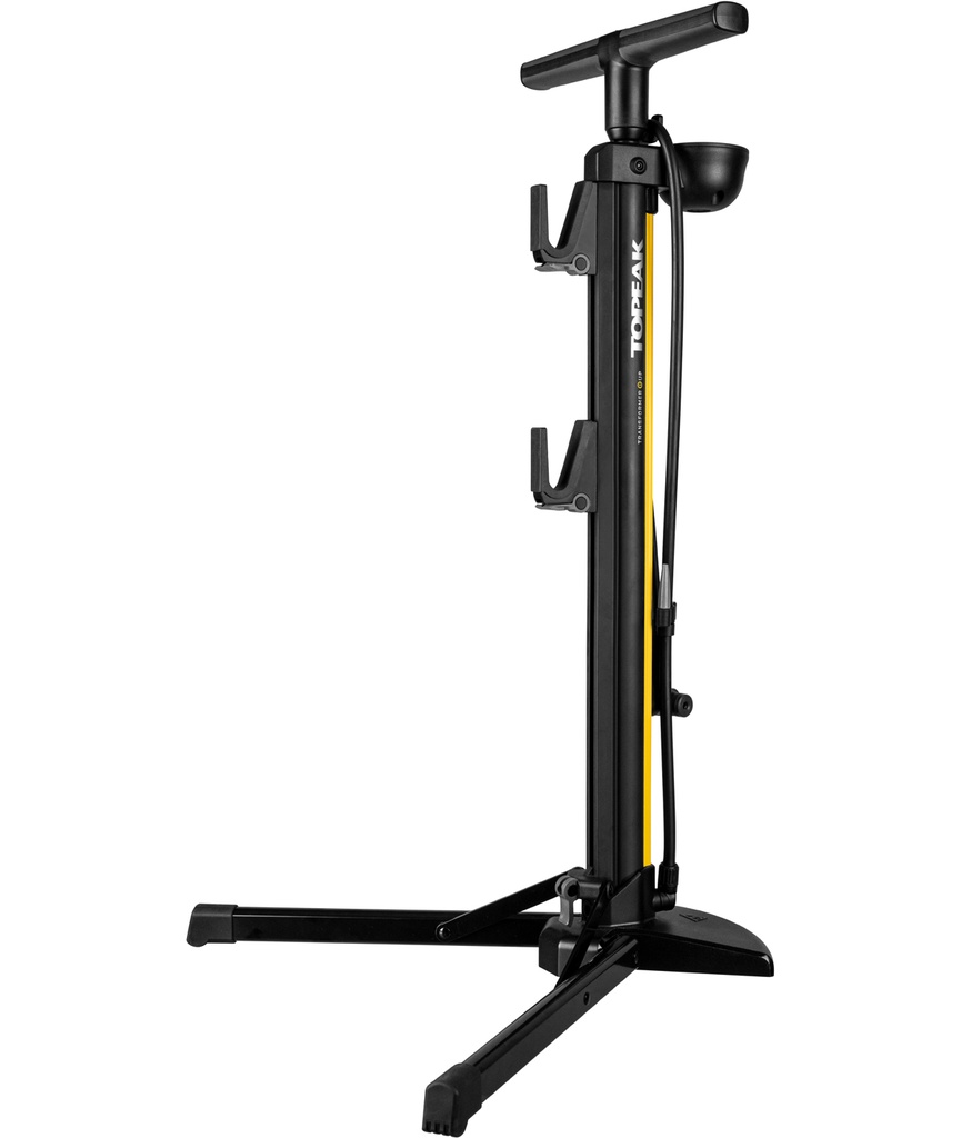 TOPEAK Stock Pompa da pavimento Transformer eUp con raccordo TwinHead e manometro analogico 11 bar/160 psi