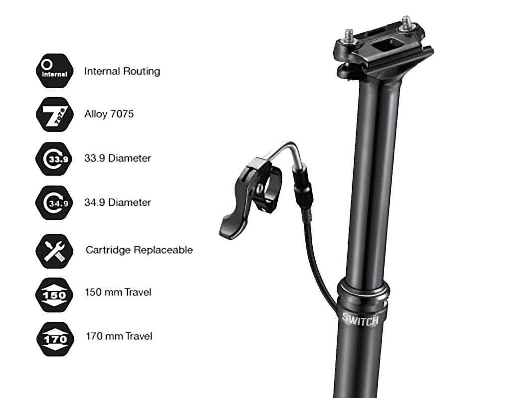 SWITCH DROPPER POST (INT. CABLE) TRAVEL 150mm (30,9 mm)