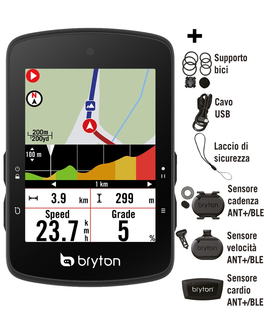 BRYTON Rider S510T con kit dual sensor cadenza/velocità e fascia cardio