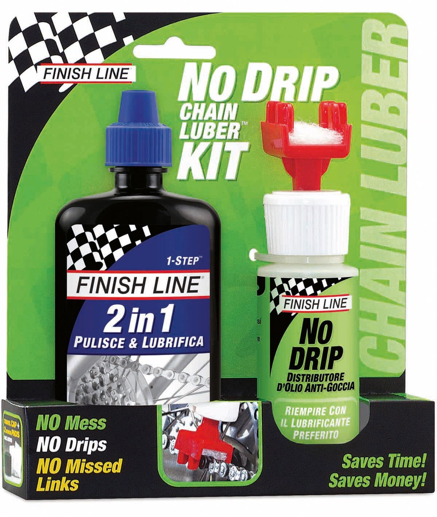 FINISH LINE Kit No Drip con 2 in 1 pulente e lubrificante a goccia 120 ml