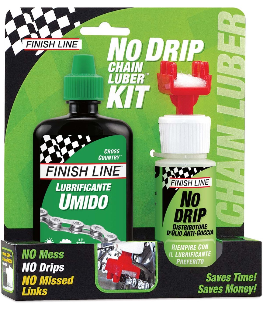 FINISH LINE Kit No Drip con CrossT Country Wet lubrificante sintetico a goccia 120 ml