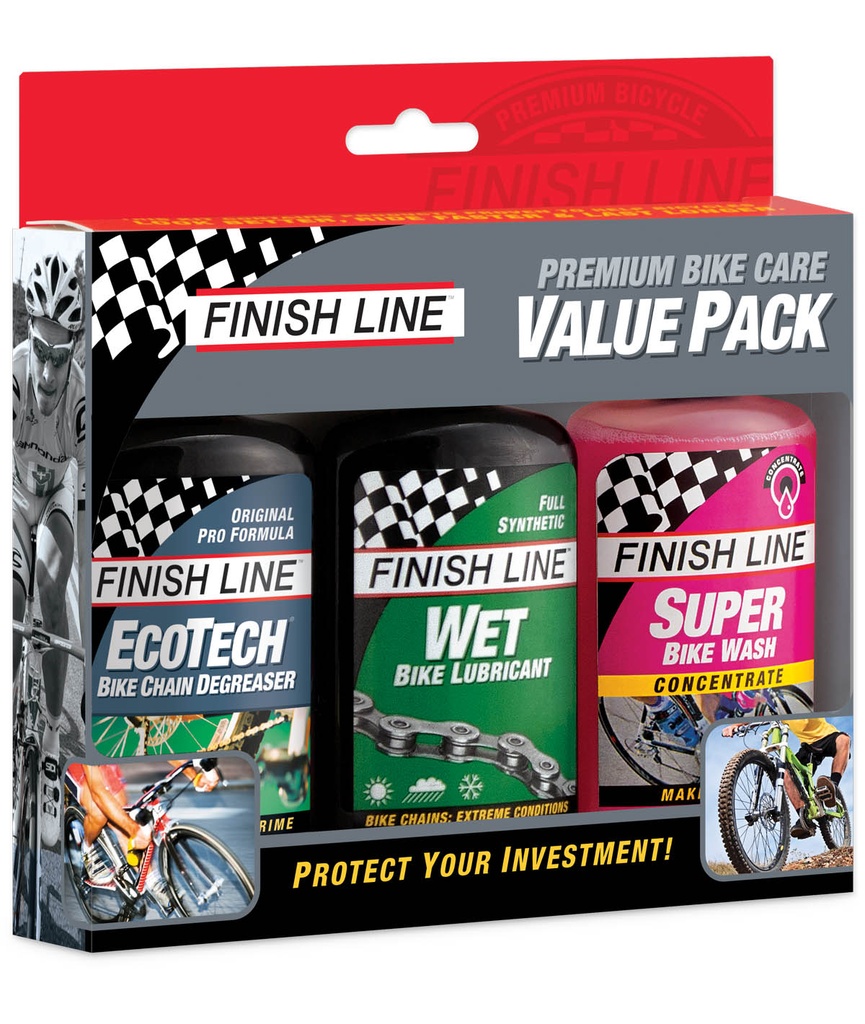 FINISH LINE Value pack: Cross Country Wet 120 ml + Ecotech-2  120 ml + Super Bike Wash 120 ml