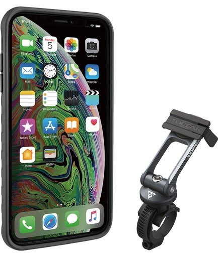 [TKTT9858BG] Custodia RideCase per iPhone XS Max nera/grigia con supporto incluso