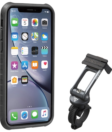 [TKTT9859BG] Custodia RideCase per iPhone XR nera/grigia con supporto incluso