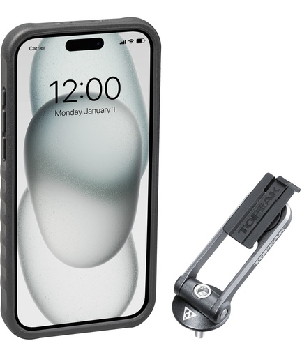 [TKTT9886BG] Custodia RideCase per iPhone 15 Plus nera/grigia con supporto incluso
